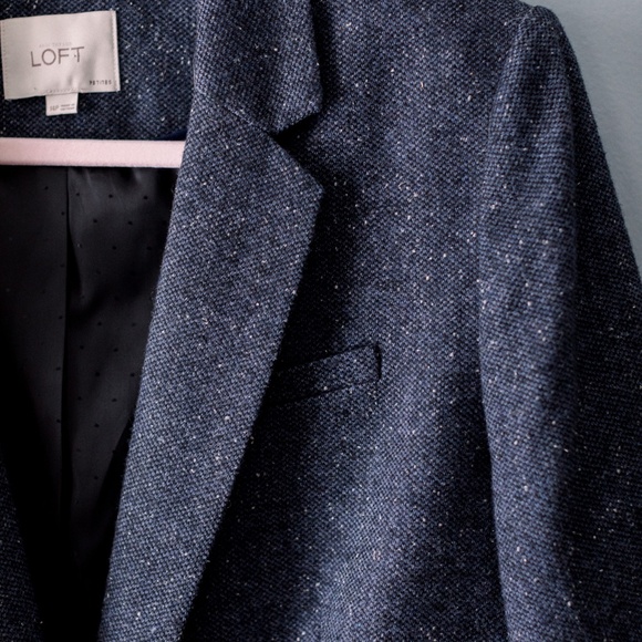 LOFT Navy Blue - Tweed - Women's Blazer - Size 14 P - Picture 2 of 8